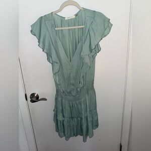Mustard Seed Sage Ruffle Midi Dress